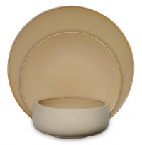 Gibson Urban Bistro 12-Piece Reactive Tutone Stoneware Dinnerware Set, Amber/Cream