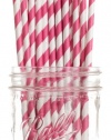 Dress My Cupcake Fuchsia Striped Paper Straws, 25-Pack