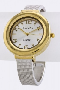 Fashion Jewelry - ROUND CASE CUFF WATCH- By Fashion Destination | Free Shipping (Gold/Silver)