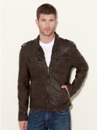 GUESS Distressed Faux-Leather Jacket