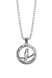 Sterling Silver See The World From A Different Angle Reversible Bird Pendant Necklace, 18