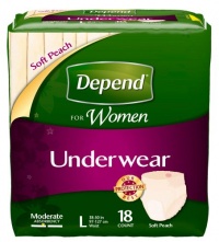 Depend for Women Underwear, [Large], Moderate Absorbency, 18-Count Packages (Pack of 4)