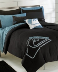 Go bold with Quiksilver's Stacked duvet cover set, featuring a dramatic asphalt-black duvet cover and sham boasting the Quiksilver logo. Also features tonal striping on the reverse.