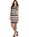 Calvin Klein Women's Printed Shift Dress, Eggshell/Black, 10