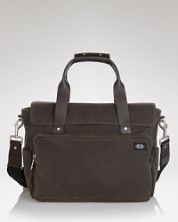 The military inspires this canvas briefcase from Jack Spade: functional, durable, handsome.