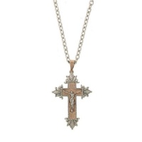 Rose Gold and Silver Tone Crucifix Necklace