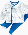 Keep him cozy all the way down to his toes with this darling shirt and footed pant set from First Impressions.