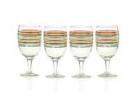 Fiesta Multi-Color Stripe Glassware, 16-Ounce All Purpose Goblet, Set of 4