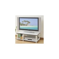 Furinno 11174 Just Mid TV Stand, White Finish with Espresso Edging White Tube