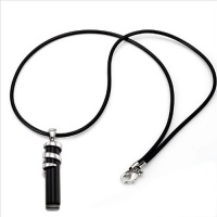 Unique Cylinder Onyx Pendant Chain Necklace Jewelry (Black)