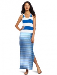 C&C California Women's Stripe Racer Tank Maxi Dress, Stella Blue, Small