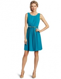 Calvin Klein Women's Pleated Front Fit N Flare Dress, Lagoon, 2