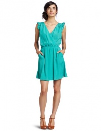 BCBGeneration Women's Flutter Sleeve Dress, Aqua Green, X-Small