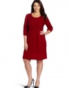 AGB Women's Plus-Size Three-Quarter Sleeved Round Neck Sweater Dress