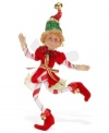 Sweeter than candy, the Peppermint Pixie figurine inspires all kinds of holiday fun in red-and-white striped pans with a sparkling hat and jingle-bell boots by Mark Roberts. Flexible arms and legs mean he can strike any pose.