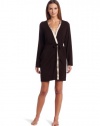 Calvin Klein Women's Essentials Satin Long Sleeve Bath Robe, Dark Chocolate, X-Small