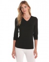 Calvin Klein Women's Essentials Long Sleeve Sleep V-neck, Black, Large