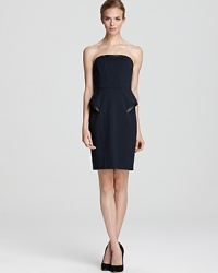 A lace print and peplum waist lend chic (and trend-right) femininity to this strapless ABS by Allen Schwartz dress.