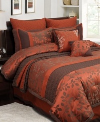 Spice up your sleep space with the rich, autumnal hues of this jacquard woven Venita comforter set. Featuring a lovely leaf pattern with elegant quilted and embroidered details, this set offers luxurious texture and presentation.