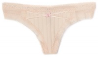 Betsey Johnson Women's Zipper Stripe Lo-Rise Wide Side Thong, Sugar Cookie, Small