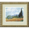 Yellow Wheat and Cypresses by Vincent Van Gogh, Framed Print Art - 14.12 x 16.12