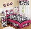 Hot Pink, Black & White Funky Zebra Childrens Bedding 4pc Twin Set by Sweet Jojo Designs