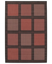 A handsome windowpane pattern in terra cotta and black gives this Couristan rug classic appeal. With a flat weave construction woven of recyclable polypropylene, the indoor/outdoor rug is ultradurable and mildew resistant, making it the perfect choice for entryways, patios, mudrooms and beyond.