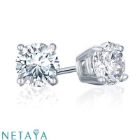 1/2 Ct. tw Diamond Stud Earrings in 14K White Gold (4-Prong, Round-Cut, I-J, I2-I3)