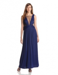 BCBGMAXAZRIA Women's Magdalena Long Draped Jersey Gown, Orient Blue, Small