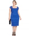 Onyx's plus size lace cocktail dress is designed with a figure-flattering fit and a dose of sequins for a sparkling finish.