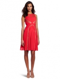 BCBGMAXAZRIA Women's Raya Sleeveless Pleated Lace Dress