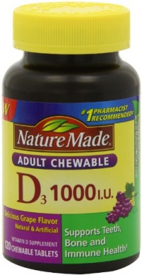 Nature Made Adult Chewable D 1,000 I.U. Tablets, Grape, 120 Count