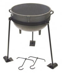 Bayou Classic CI-7418, 18-Gal. Cast Iron Jambalaya Pot, Tripod Stand, and 2 Lift Hooks