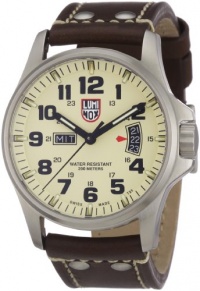 Luminox Field 42mm 1827 Ivory Dial Brown Leather Mens Watch