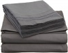 Clara Clark 1800 Regal Series 4pc Bed Sheet Set - Full (Double), Charcoal Stone Gray,