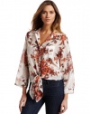 Karen Kane Women's Floral Tie Front Top