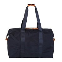 For easy and on-the-go outings, this duffel is waterproof treatment with leather trim. Carrying case included.