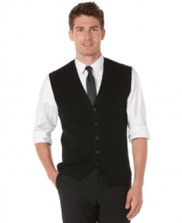 A handsome finishing touch, this Perry Ellis sweater vest pairs perfectly over your favorite button down shirt.