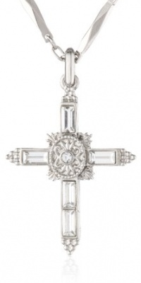 The Vatican Library Collection Crystal Cross Silver-Tone Necklace