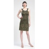 Sue Wong Women Size 14 Olive Sleeveless Beaded Straight Cocktail Dress