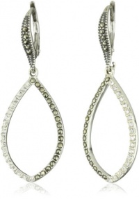 Judith Jack Classics Sterling Silver Marcasite Pave Crystal Drop Earrings