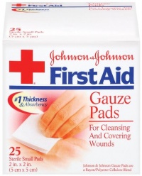 Johnson & Johnson 2 Inch x 2 Inch hospital Grade Gauze Pad, 25 Count (Pack of 2)