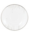 Bone china with platinum edges drips glittering icicles on slick, snowy white from Lenox Lifestyle dinnerware. The dishes, like this Platinum Ice saucer, are a recipe for cool in modern decor, delivering unique, unforgettable style to quiet meals and casual get-togethers. (Clearance)