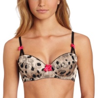 Betsey Johnson Women's Satin Leopard Il Demi Bra