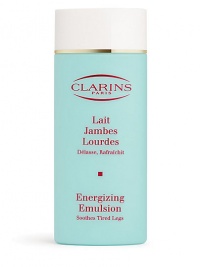 Energizing Emulsion for Tired Legs. This lightweight ultra-refreshing emulsion promotes a renewed sense of well-being. Works with massage to immediately relax and relieve the sensation of tired legs. The cooling effects of mint and menthol plant extracts gently invigorate overworked legs while helping to maintain skin's natural moisture balance. Leaves skin softened and toned. Imported from France. 4.4 oz. 