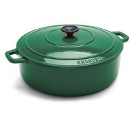 World Cuisine Oval Enamel Cast Iron Dutch Oven 8 Quart with Lid, Green