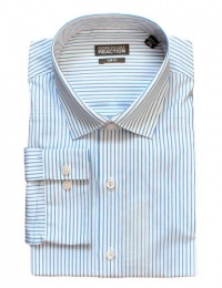 Kenneth Cole Reaction Slim Fit White and Blue Stripe Long Sleeve Dress Shirt