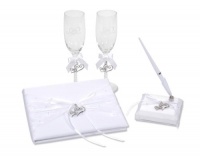 Darice VL0026, Heart Charm Rhinestone Guest Book Pen Glass Set