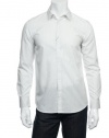 Calvin Klein Sportswear Men's Long Sleeve Subtle Stripe Dobby Shirt, Snow White, Small