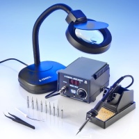 X-TRONIC MODEL #4010-XTS - 4000 SERIES - SMD - ESD SAFE - Digital Soldering Iron Station - 10 SOLDERING TIPS - 1 EXTRA HEATING ELEMENT - 1 ANTI-MAGNETIC TWEEZERS - 1 5X MAGNIFYING LAMP!!!